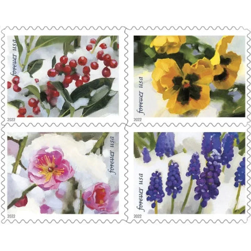 Snowy Beauty Bloom Forever First Class Postage Stamps
