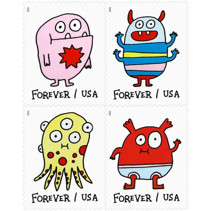 Message Monsters Forever Postage Stamps Ready to Bring a Smile to Your Mail