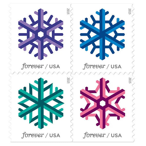 Geometric Snowflakes Forever First Class Postage Stamps