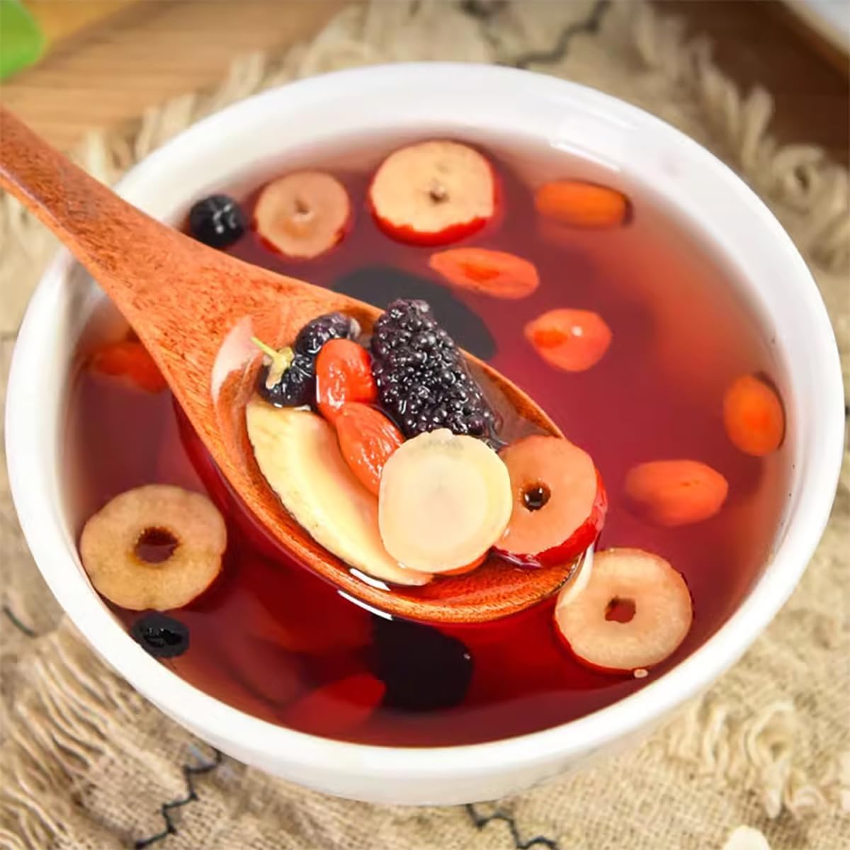 Kidney Tea Formula Ginseng Six Treasure Tea, 10 Precious Ingredients Formula, 260g/Box Ginseng Five Treasure Teabag, Chinese Herbal Teas Support Kidney and Live Health for Men Women (10 bags/1Box)