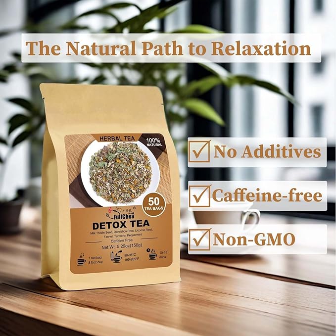 Herbal Balance Tea with Milk Thistle & Dandelion | Natural Caffeine-Free Blend (50 Bags)