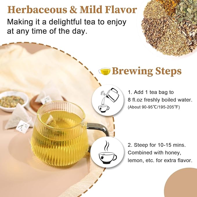 Herbal Balance Tea with Milk Thistle & Dandelion | Natural Caffeine-Free Blend (50 Bags)