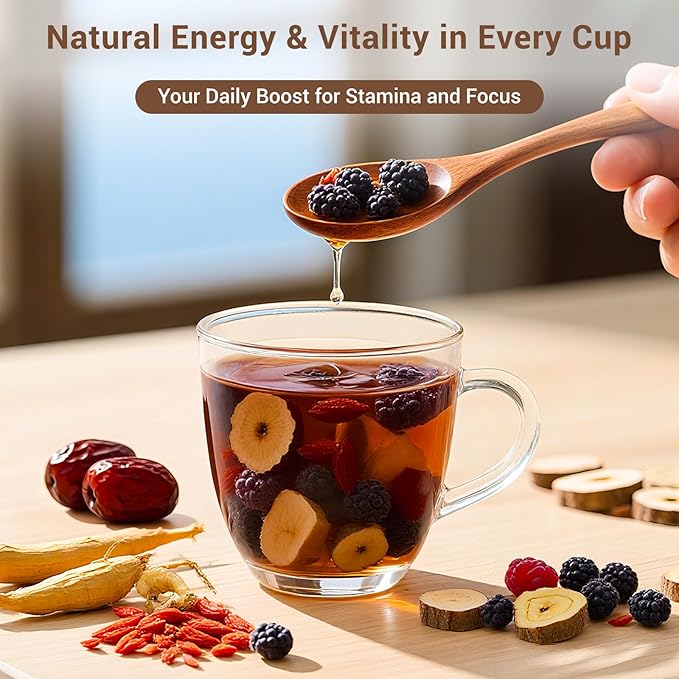 Ginseng Ten Treasures Kidney Tea, Natural Ginseng & Mulberry Herbal Tea kidney cleanse detox & repair Teabags for Men Women, 10 Precious Ingredients Formula (1 Pack/25 Bags)