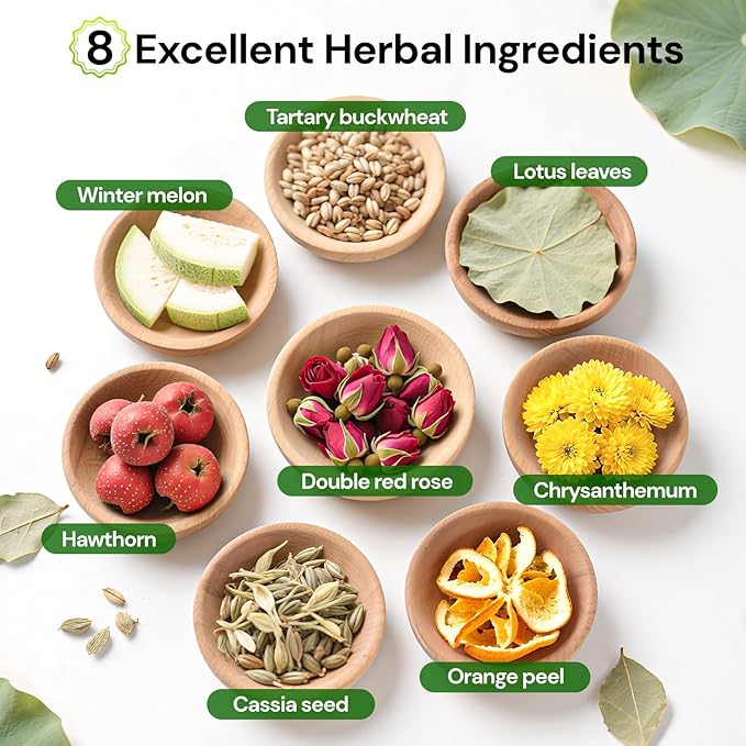 Winter Melon Lotus Leaf Tea | Traditional 8-Herb Blend | Caffeine-Free & Natural (30 Bags)