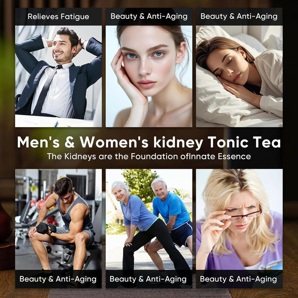 Kidney Tea Formula Ginseng Six Treasure Tea, 10 Precious Ingredients Formula, 260g/Box Ginseng Five Treasure Teabag, Chinese Herbal Teas Support Kidney and Live Health for Men Women (10 bags/1Box)