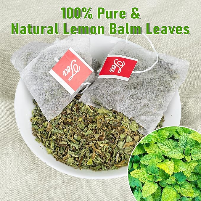 Lemon Balm Tea, 100% Pure & Natural Lemon Balm Leaves Herbal Tea Bags, Promotes Relaxation & Aid In Digestion, Caffeine Free, Non-GMO, Additives Free (1 Pack/40Bags)