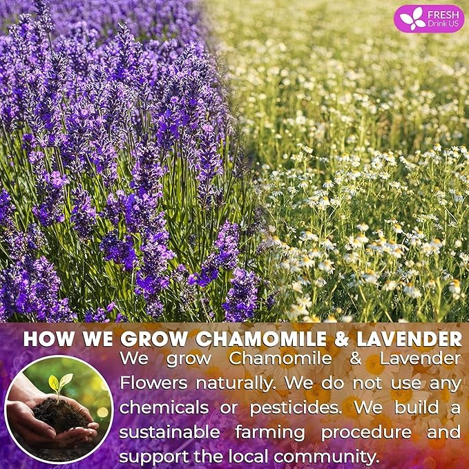 Premium 60 Chamomile Lavender Tea Bags, Calming Herbal Blend Strong Support for Relaxation & Better Sleep | Naturally Caffeine-Free Bedtime Tea with Soothing Floral Aroma, 100% Natural, Hand-made No Sugar/ Caffeine/ Gluten, Vegan